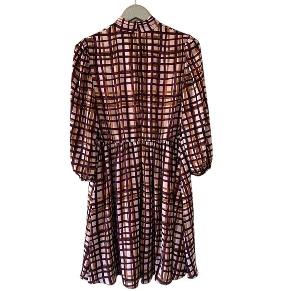 Gal Meets Glam Lindsey Windowpane Plaid Neck Tie Dress NEW - Picture 3 of 10